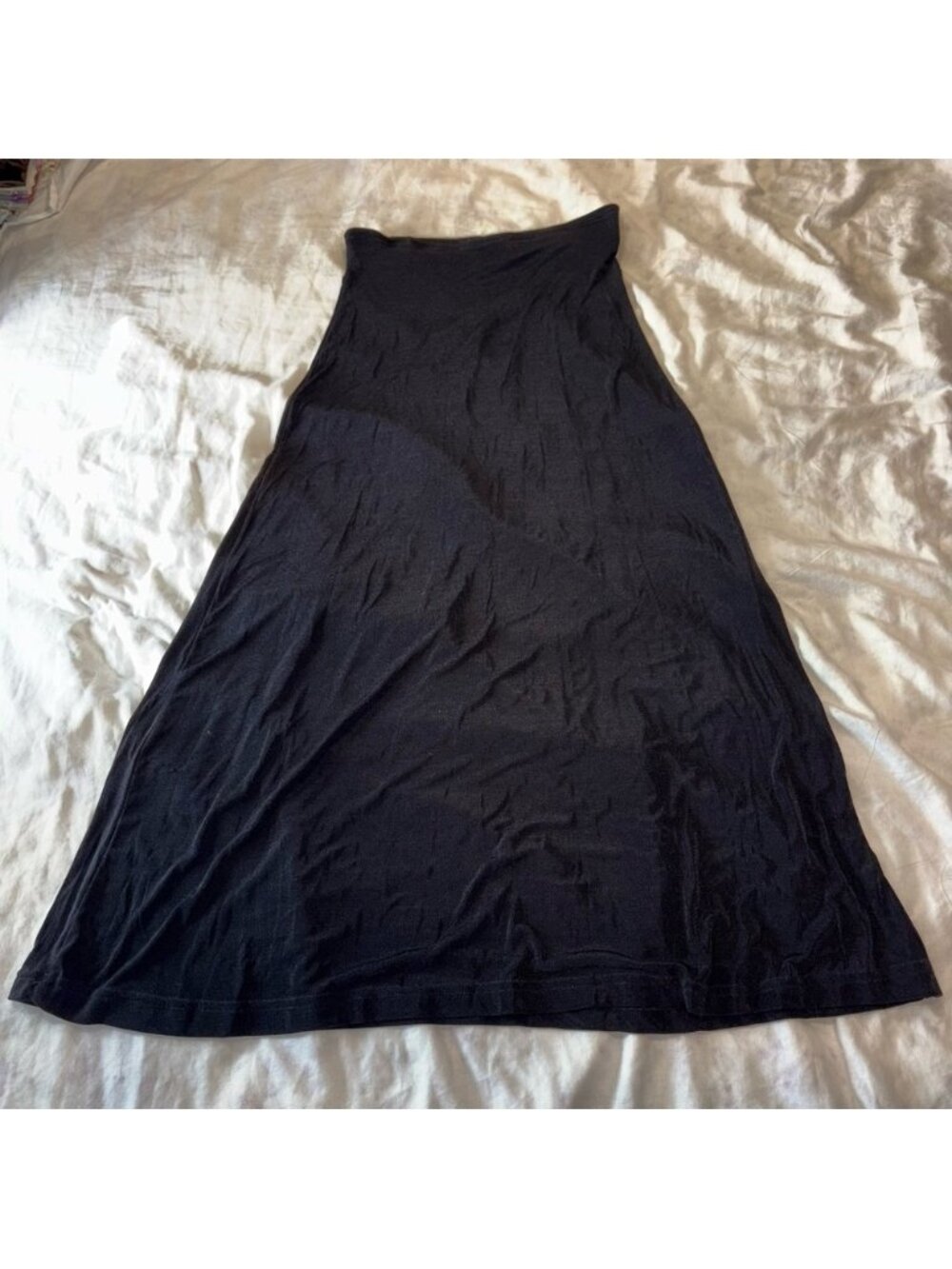 90s stretchy black maxi skirt bombshell women’s size small minimalist cover up